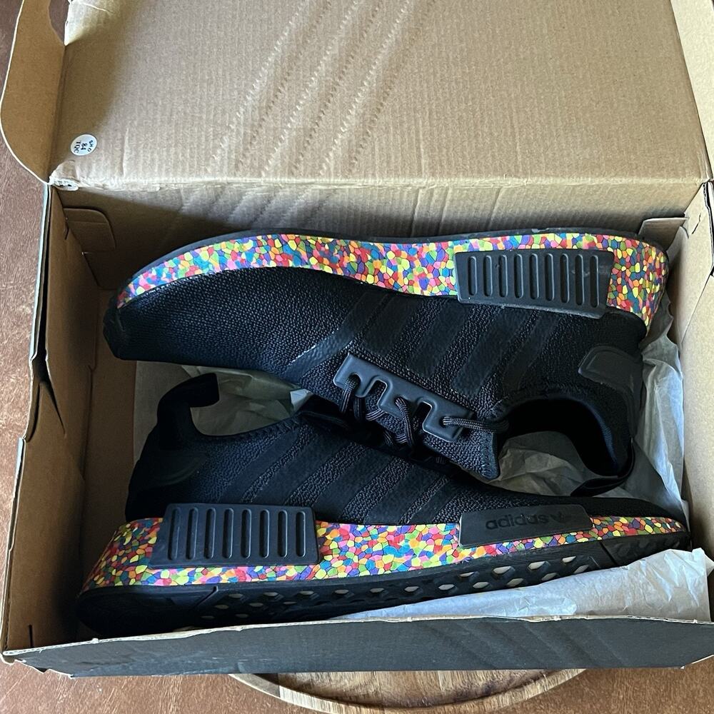 Adidas NMD R1 Confetti Sole Black Boost Foam Women's 8 Youth 7 Shoes Sneakers - Picture 2 of 16